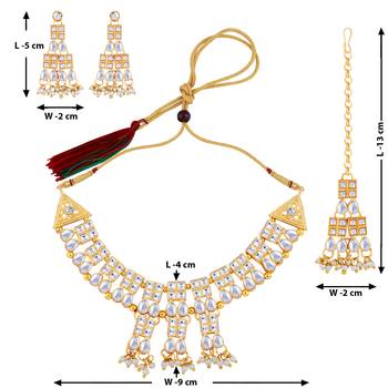 Gold Plated White Diamond  Stylish Jewellery Set For 3