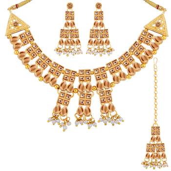 Gold Plated Diamond  Stylish Jewellery Set For 2