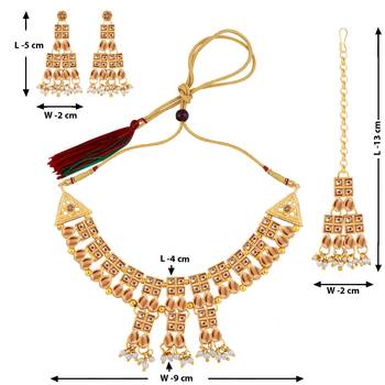 Gold Plated Diamond  Stylish Jewellery Set For 3