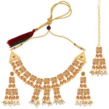 Gold Plated Diamond  Stylish Jewellery Set For 5