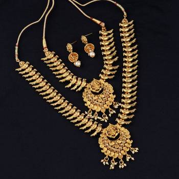 Gold Plated Traditional long Harm Jewellery Set For Women And 1