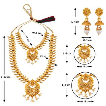 Gold Plated Traditional long Harm Jewellery Set For Women And 3
