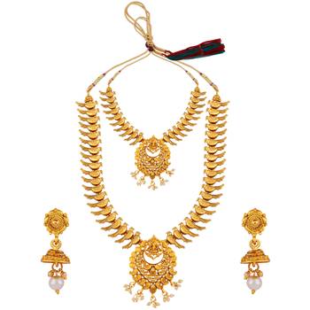 Gold Plated Traditional long Harm Jewellery Set For Women And 5