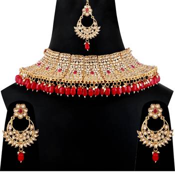 Traditional Kundan Gold Plated Choker Set Wedding 4