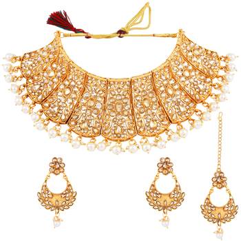 Enthic Gold Plated Traditional Kundan Choker Set Wedding 2