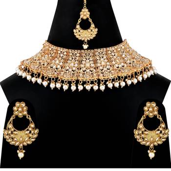 Enthic Gold Plated Traditional Kundan Choker Set Wedding 4