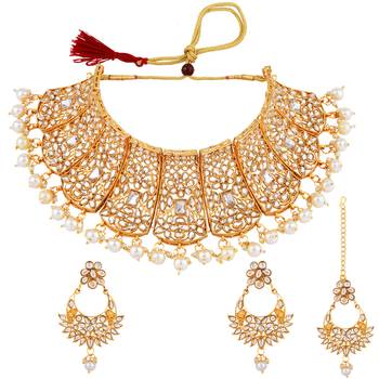 Elegant Kundan Gold Plated Traditional Choker Set 2