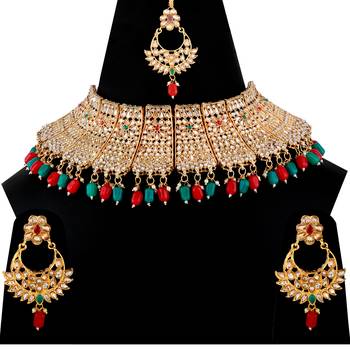 Exclusive Gold Plated Traditional Choker Set Wedding 4
