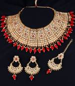 Gold Plated Traditional Wedding Choker Set Jewellery For Women And