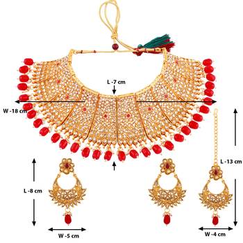 Gold Plated Traditional Wedding Choker Set Jewellery For Women And 3