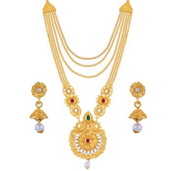 Traditional Gold Plated Long Harm Set Jewellery For Women And 2