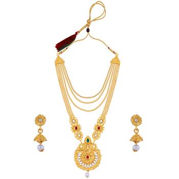 Traditional Gold Plated Long Harm Set Jewellery For Women And 5