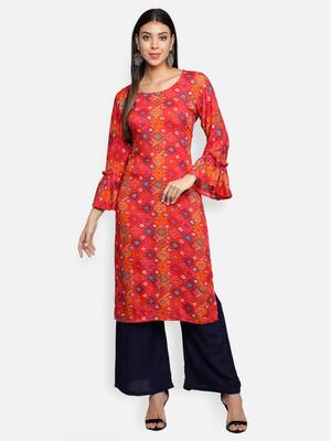 Pink viscose printed stitched   Kurti 1