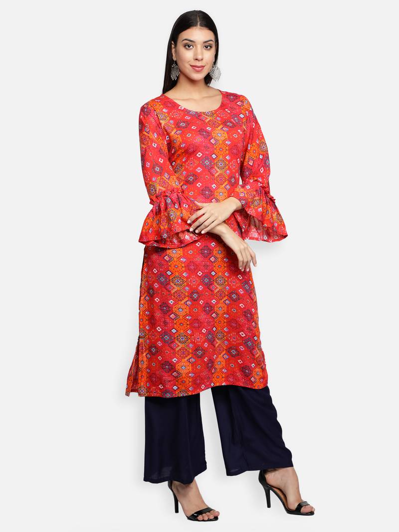 Pink viscose printed stitched   Kurti