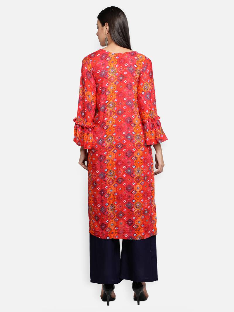 Pink viscose printed stitched   Kurti