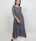 Grey rayon printed stitched   Kurti