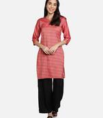 Pink cotton printed stitched   Kurti