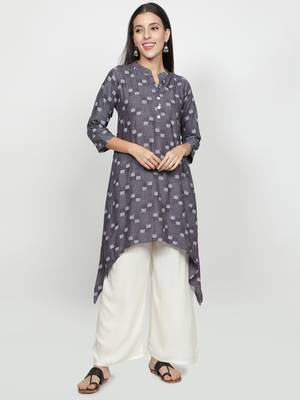 Grey rayon printed stitched   Kurti 1