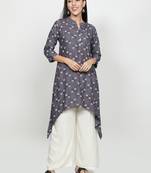 Grey rayon printed stitched   Kurti
