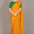 Orange plain silk blend saree with blouse