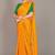 Orange plain silk blend saree with blouse