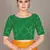 Orange plain silk blend saree with blouse