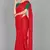Red plain silk blend saree with blouse