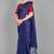 Blue plain silk blend saree with blouse