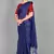 Blue plain silk blend saree with blouse