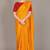 Yellow plain silk blend saree with blouse