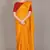 Yellow plain silk blend saree with blouse