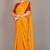 Yellow plain silk blend saree with blouse