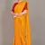 Yellow plain silk blend saree with blouse