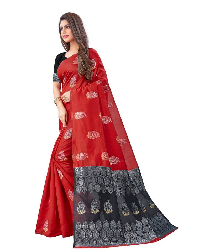Litchi Silk Red Color Jacquard Banarasi Saree