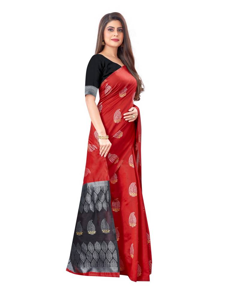 Litchi Silk Red Color Jacquard Banarasi Saree