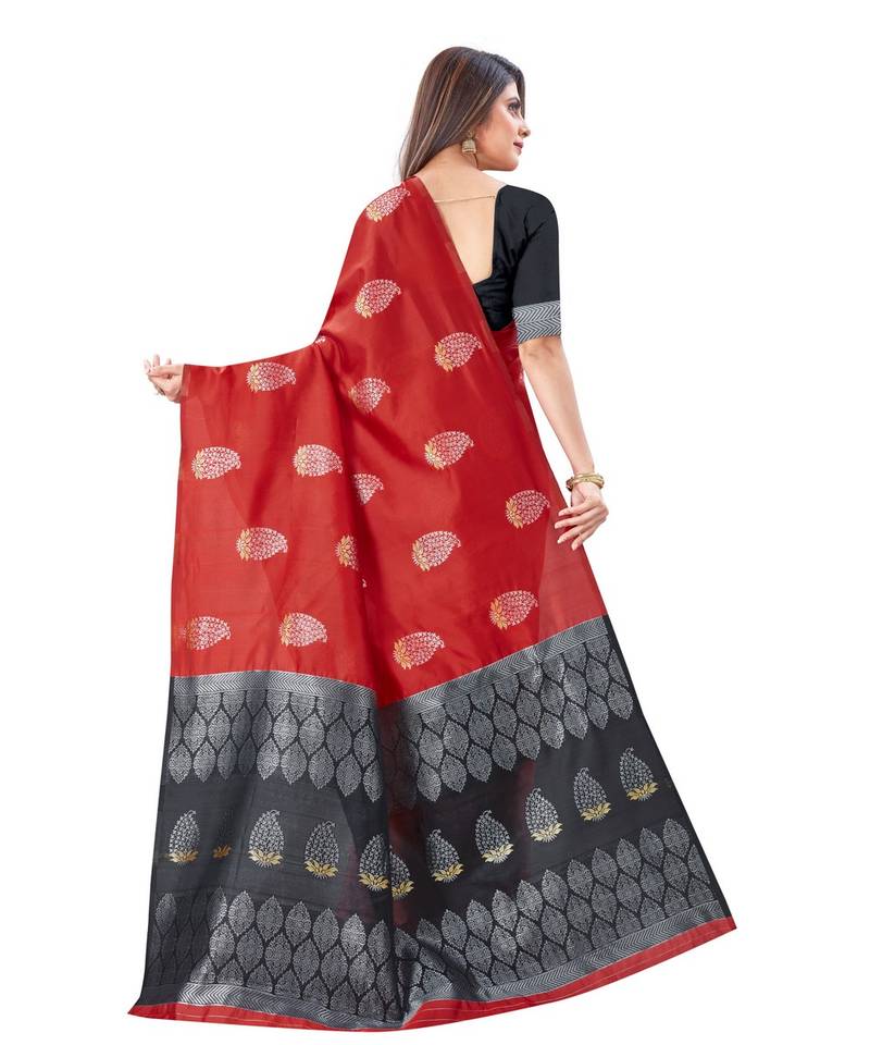 Litchi Silk Red Color Jacquard Banarasi Saree