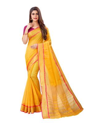 Art Silk Yellow Color Woven Self Woven Saree 1
