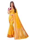 Art Silk Yellow Color Woven Self Woven Saree