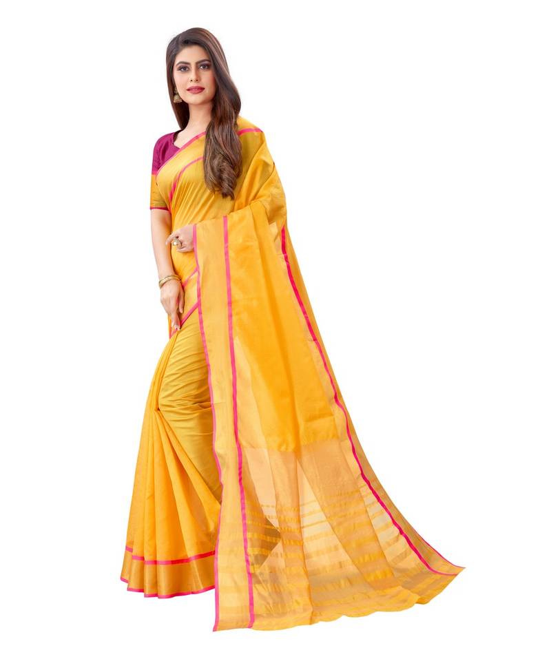 Art Silk Yellow Color Woven Self Woven Saree