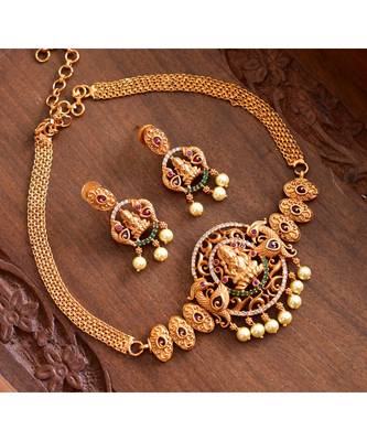 Multicolor gold plated Copper Alloy   necklace  &   pair of earrings 1