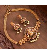 Multicolor gold plated Copper Alloy   necklace  &   pair of earrings