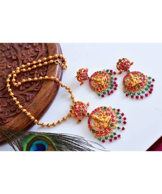 pink gold plated Copper Alloy   necklace  &   pair of earrings 1