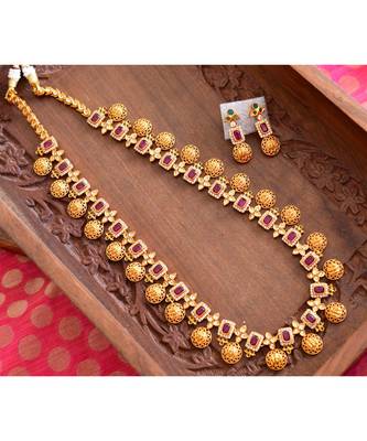 pink gold plated Copper Alloy   haar &   pair of earrings 1