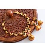 Multicolor gold plated Copper Alloy   necklace  &   pair of jhumka