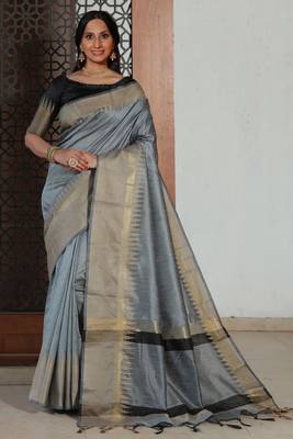 Pink woven paithani silk saree with blouse 1