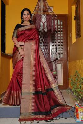 Turquoise woven paithani silk saree with blouse 1
