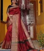 Turquoise woven paithani silk saree with blouse
