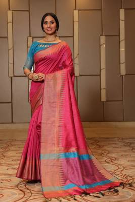 Cream woven tissue saree with blouse 1