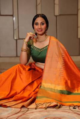 Grey woven tissue saree with blouse 3