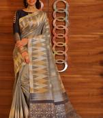 Yellow woven tissue saree with blouse